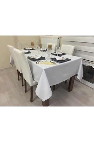 Sıvı Geçirmez Dertsiz Masa Örtüsü Beyaz