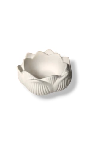 Örgülü Ve Lotus Mumluk Set Beyaz