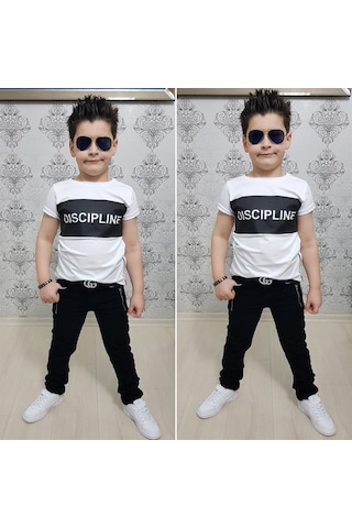 Turuncu Gardrop Fermuar Detay Tişört Ve Kot Pantolon Takım Çok Renkli
