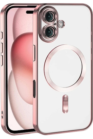 Teknomoda Apple Uyumlu iPhone 17 Pro Max Kılıf Kamera Lens Korumalı Renkli Magsafe Şeffaf Silikon Rose Gold Rose Gold