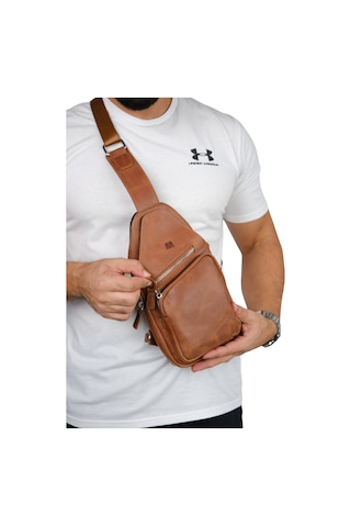 Mft Leather Hakiki Deri Unisex Çapraz Çanta Baggy 6981 Tiguan Taba