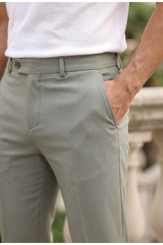 Mero Life Erkek Haki Italyan Kesim Slim Fit Kaliteli Esnek Likralı Bilek Boy Kumaş Pantolon Haki
