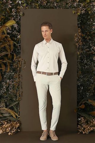 Efor Gk 711 Slim Fit Bej Klasik Gömlek Bej