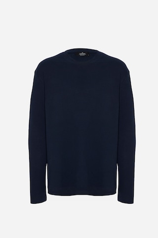 Tudors Unisex Relax Fit Rahat Kesim Pamuk Bisiklet Yaka Lacivert Sweatshirt-32655 Lacivert