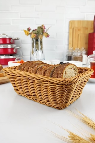 Digithome Rattan Ekmek Sepeti Dikdörtgen Ekmeklik 22 Cm Kahverengi - Yk1449 Kahverengi