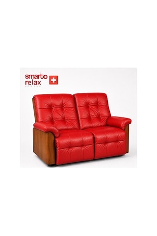 Smarto Relax Berlin İkili Yatar Ayak Uzatmalı Ergonomik Deri Tv Koltuğu Baba Koltuğu Kırmızı