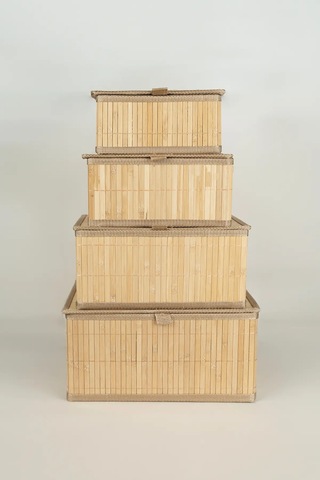 Root 4'lü Bambu Kapaklı Kutu 5420 Natural