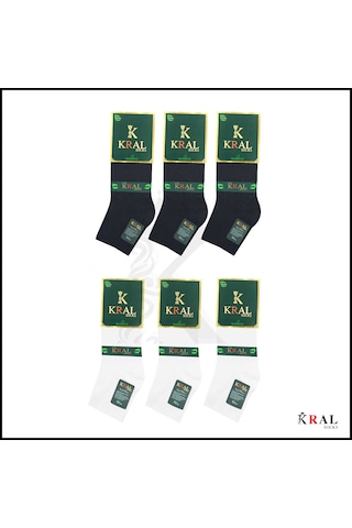 Kral Socks Erkek Çorap 6 Çift Dikişsiz Yazlık Bambu Kısa Patik Kutulu Set