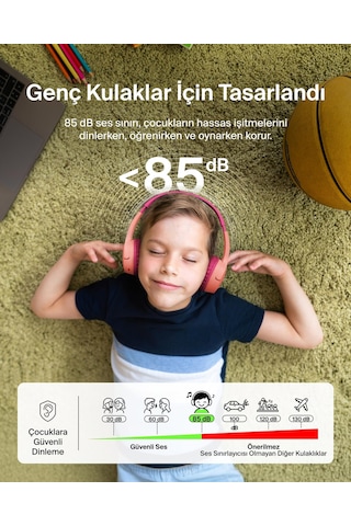 Belkin Soundform Mini Çocuk Kablosuz Kulaklık Pembe Dahili Mikrofon, 30 Saat Çalma, Eğlenceli Çıkartmalar, Okul Ve Seyahat İçin, iPhone, Apple iPad, Galaxy Uyumlu
