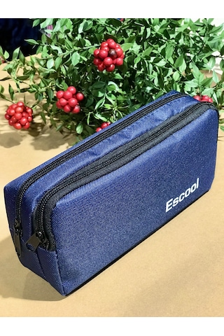 Rlx125 Escool Çift Bölmeli Fermuarlı Kalemlik Kalem Kutusu Lacivert