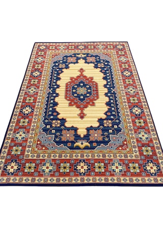 Saray Halı Klasik 786 Krem 200x296 Eski Model Lacivert Krem Yün
