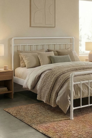 Unimetodin Metal Karyola Beyaz - Konik Geçme Konfor Destekli Latalı - 140x190/140x200/160x200/180x200