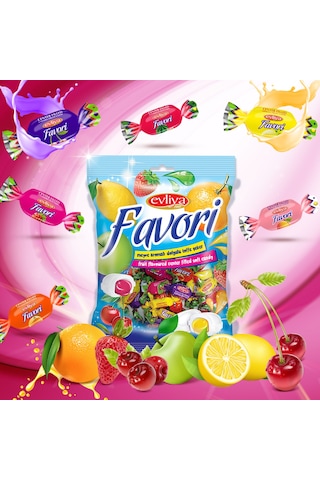 Evliya Şekerleme Meyve Aromalı Dolgulu Toffe Şeker 350 G