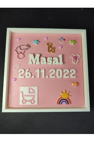 Kişiye Özel Bebek İsimli Doğum Panosu İsim & Tarihli Bebek Odası Dekoru