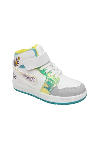 Callion 048 Deri Sneakers Kız Çocuk Spor Ayakkabı 31-35 Beyaz Buz Su Yeşili Beyaz
