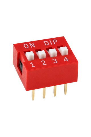 Pcb Tip 4'lü Kırmızı Dıp Switch 2.54mm Pin Aralıklı Devre Anahtarı