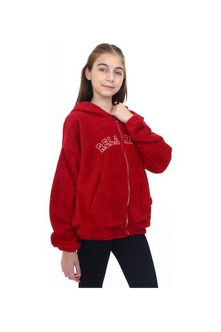 Toontoy Kız Çocuk Peluş Hırka Bordo