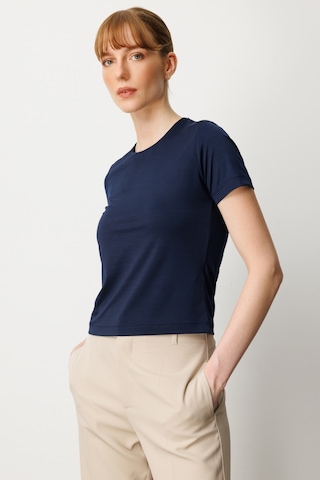 On Kadın Sıfır Yaka Kısa Kol Basic Bluz 61334 Lacivert Lacivert