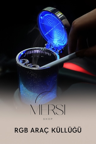 Rgb Işıklı Kapaklı Araç İçi Kokusuz Küllük Bardaklık Uyumlu Led Aydınlatmalı Kül Tablası