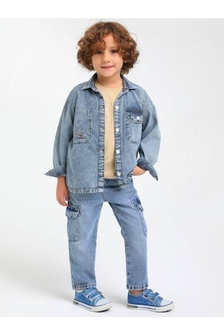 Jack Lions Erkek Bebek Kargo Cepli Kot Pantolon-14662 Buz Mavi