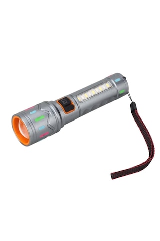 Panther 10 Watt Tg Led + 2 Smd Led Usb Şarjlı El Feneri Açık Gri