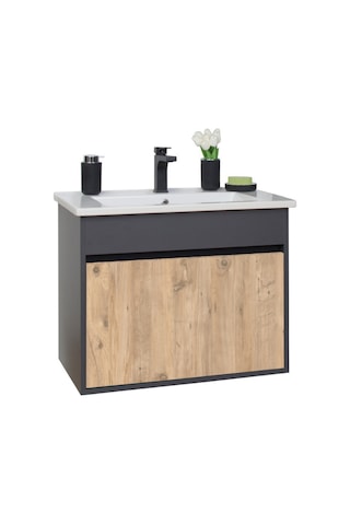 Aras Lavabolu Asma Alt Dolap Antrasit/Atlantik Çam 55X44X58 Cm Antrasit - Atlantik Çam