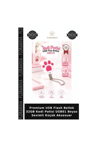 Premium Usb Flash Bellek 32gb Kedi Patisi Usb01 Beyaz Sevimli Küçük Aksesuar