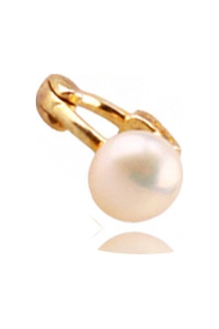 Liu S 28 Halka İnci Gümüş Piercing 925 Ayar, Altın Kaplama, İnci Detaylı Ms3843 Altın