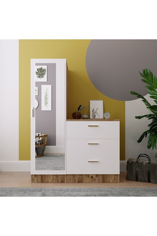 Robinhome Robin Home Alice Aynalı 3 Çekmeceli Şifonyer Aynalı Gardırop Dola