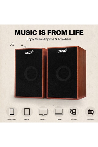 Springsun Sada V-160 Usb Kablolu Ahşap Kombinasyon Hoparlörler Bilgisayar Hoparlörleri Bas Stereo Müzik Çalar Masaüstü Dizüstü