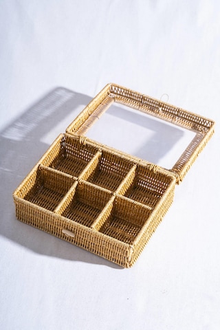Acar Nomad Kapaklı Hasır Organizer - 30 Cm Krem