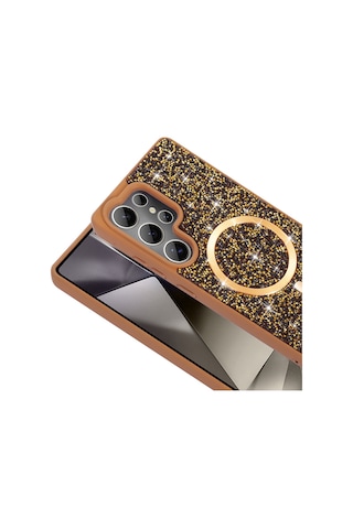 Nihcase Samsung Uyumlu Galaxy S25 Ultra Kılıf Glitter Mozaik Magsafeli Taşlı Pırlanta Kapak