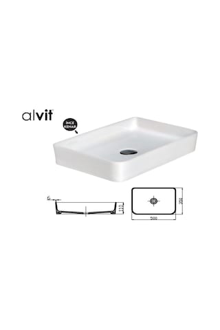 Alvit Smart Slim Tezgahüstü Setüstü Lavabo 35 x 50 CM