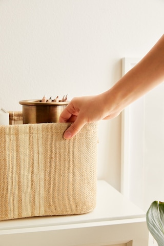 Ocean Home Textile Çizgili Jüt Sepet 30 x 21 x 18 cm