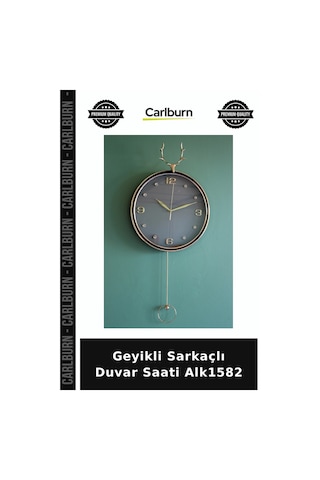 Özel Üretim Dekoratif Salon Ahşap Hediye Geyikli Sarkaçlı Duvar Saati Alk1582