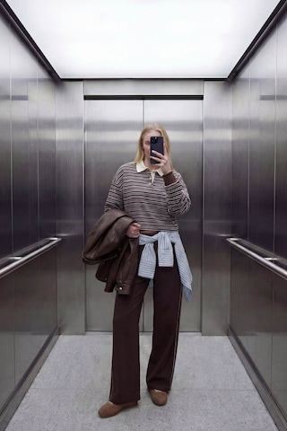 Defacto Loose Fıt Çizgili Sweatshirt G9460ax26spbn595 Kahve-bn595