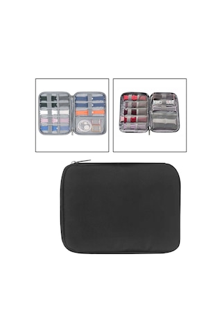 Homyl Saat Kordonları Saklama Çantası Kablo Seyahat Siyah