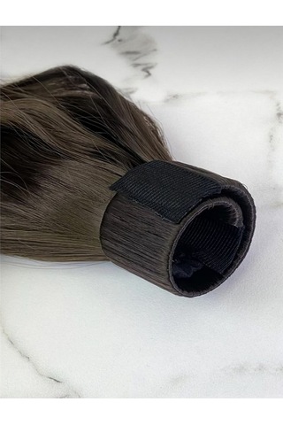 Caş Dekorasyon Kahverengi Renk Çıtçıtlı Dalgalı At Kuyruğu Saç 4a