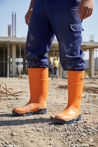 Techno Boots Poliüretan Soğuğa Dayanıklı Kısa Çelik Burunlu Turuncu Çizme Turuncu