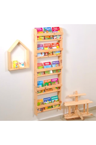 Çocuk Odası Eğitici Montessori Mobilya Kitaplık Raf Duvar Rafı