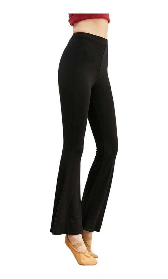 Fortunelane Kadınlar İçin Yumuşak Modal Yoga Taytı - Dar Kalıp, Geniş Ayağı Ve Esnek Bel - Siyah Spor Stili Pilates & Dinlenme El SiYAH