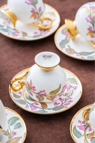 Acar Orville Lüx Porselen Ayaklı Fincan Takımı Pembe 06924