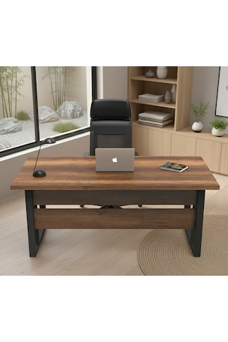 Robin Home Vivaldi A Ofis Çalışma Masası Bilgisayar Masası Metal Ayaklı Barok Kahverengi