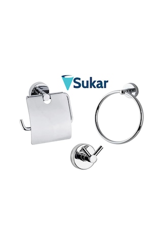 Sukar Banyo Aksesuar Seti Krom Kağıtlık - Askılık - Havluluk Krom
