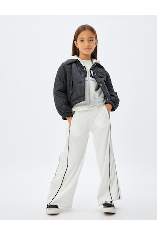 Koton Basic Bol Paça Pantolon Beli Lastikli Şerit Detaylı Beyaz 5wkg40171ak Beyaz