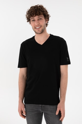 U.S. Polo Assn. Erkek Regular Fit  V Yaka Siyah Basic Tişört 50305858-VR046
