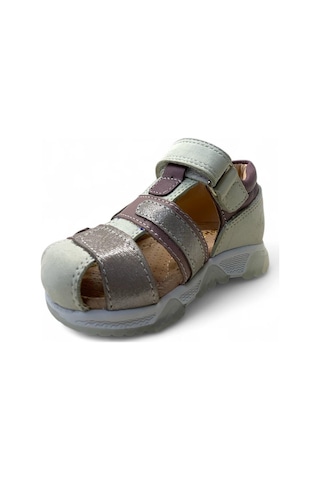 516 Bebek Deri Korseli Sandalet Krem