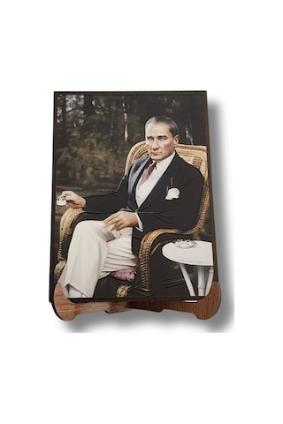 Atatürk Masaüstü Ahşap Tablo - Kabartmalı Baskı Şık Hediyelik 11x16 Cm No 4 3 Parça