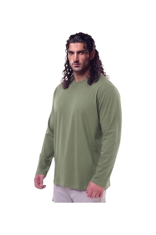 Erkek Büyük Beden 115 - 155 Kilo Arası Uygun Bedenli % 100 Pamuk Uzun Kol Bisiklet Yaka Sweatshirt Yeşil