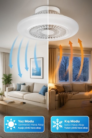 Reyo Akyel Uzaktan Kumandalı 60 Cm Led Tavan Vantilatörü Beyaz